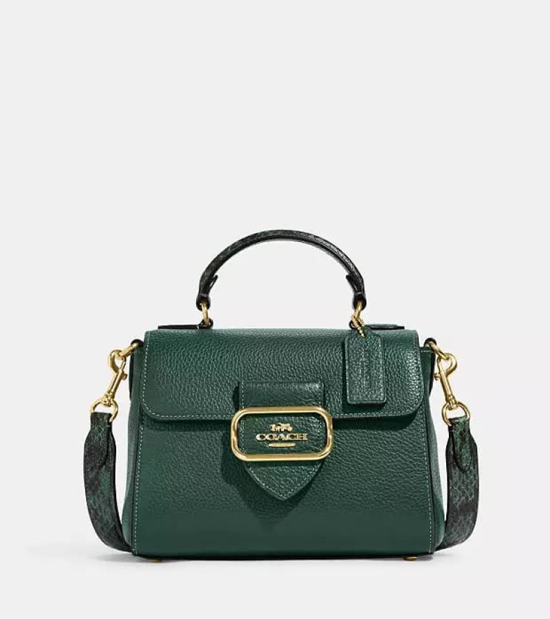 COACH Morgan Top Handle Satchel In Colorblock Signature Canvas Bag With OG Box & Dust Bag (Green)