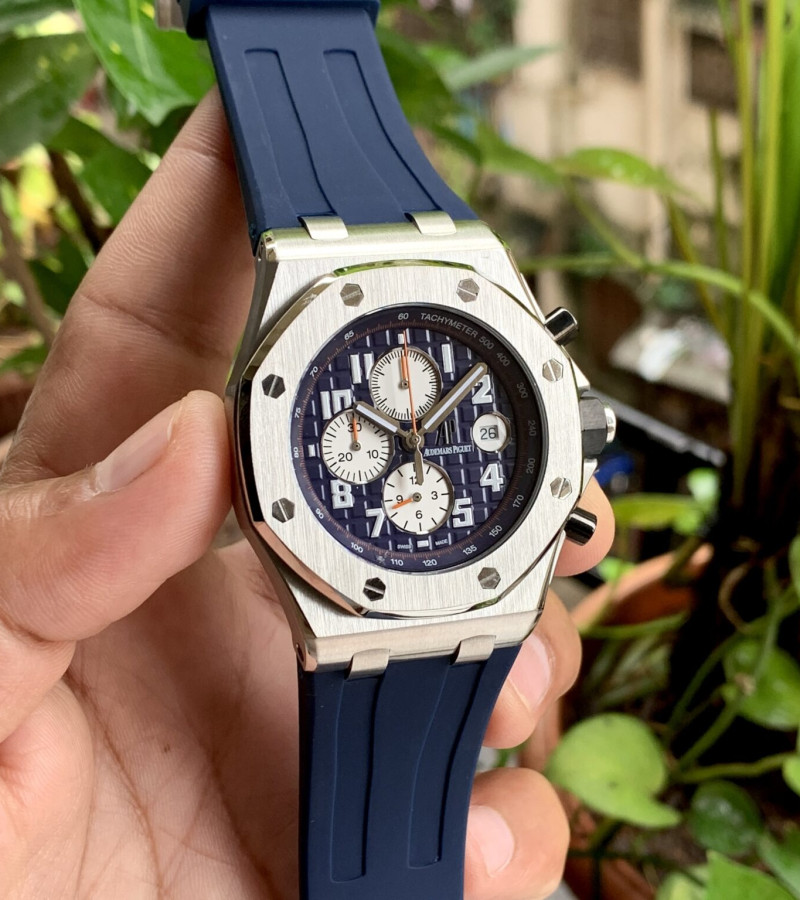 AUDEMARS PIGUET CHRONOGRAPH SILVER BLUE STEEL QUARTZ