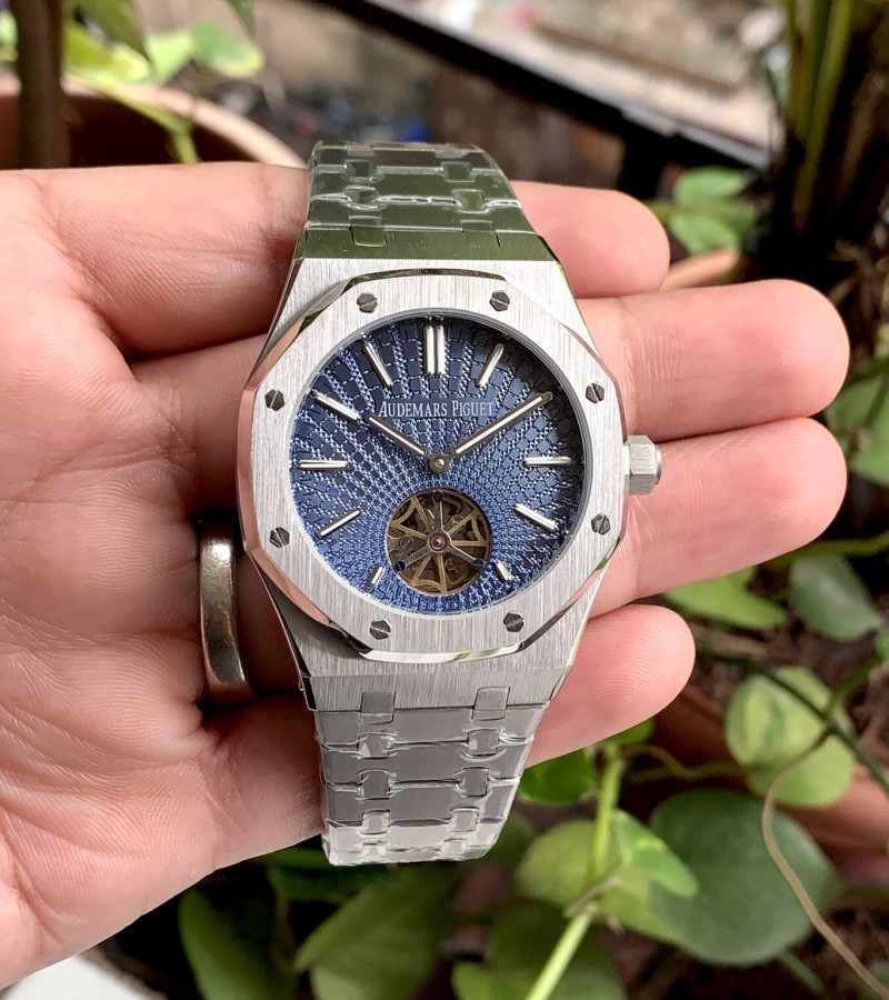 AUDEMARS PIGUET ROYAL OAK TOURBILLION SILVER-BLUE AUTO