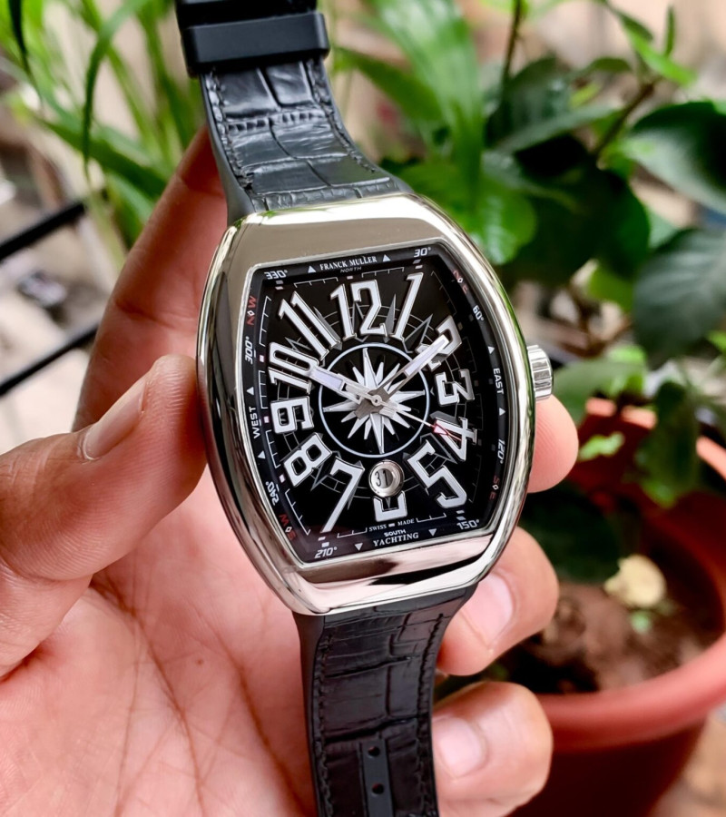 FRANCK MULLER VANGUARD YACHTING BLACK DIAL LEATHER
