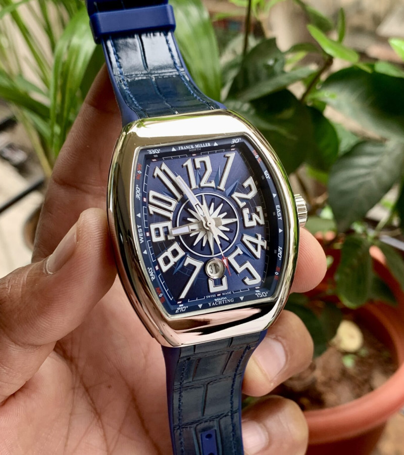 FRANCK MULLER VANGUARD YACHTING BLUE DIAL LEATHER